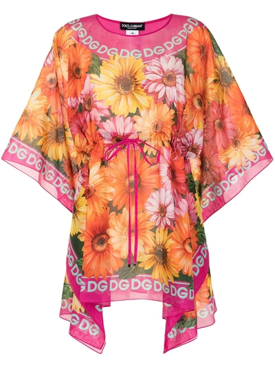 Shop Dolce & Gabbana Floral Logo-print Minidress In Pink