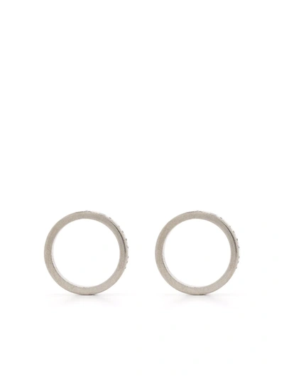 Shop Maison Margiela Numbers-engraved Circle Earrings In Silver
