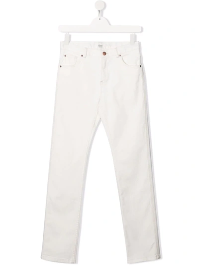 Shop Bonpoint Teen Straight-leg Cotton Jeans In White