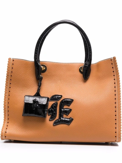 Shop Ermanno Scervino Logo-patch Shoulder Bag In Brown
