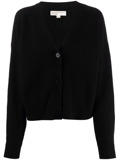 Shop Michael Kors V-neck Cropped Cardigan In Black