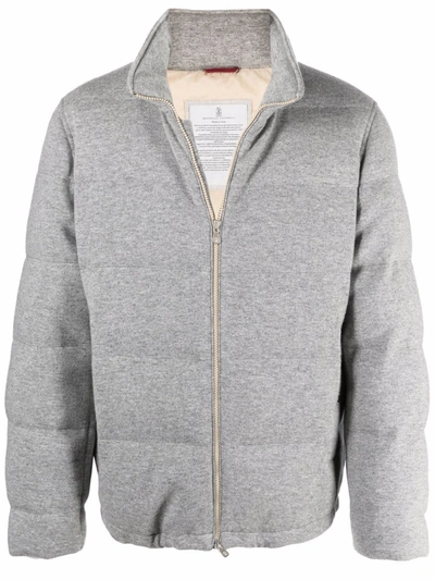 Shop Brunello Cucinelli Cashmere Padded Jacket In Grey