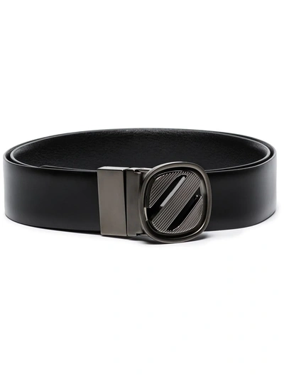 Shop Ermenegildo Zegna Vintage-logo Leather Belt In Schwarz