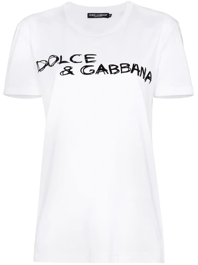 Shop Dolce & Gabbana Lettering Print Short-sleeve T-shirt In Weiss