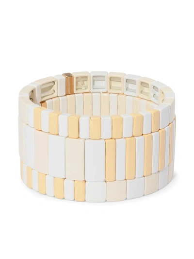 Shop Roxanne Assoulin Flat White Bracelet Set In Weiss