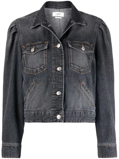 Shop Isabel Marant Étoile Stonewashed Cropped Denim Jacket In Grau