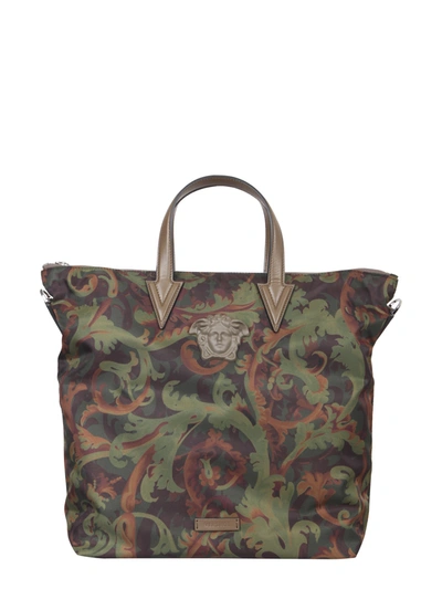 Shop Versace The Medusa Shopping Bag In Brown