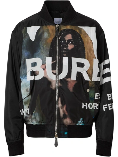 Shop Burberry Mermaid-print Bomber Jacket In Black