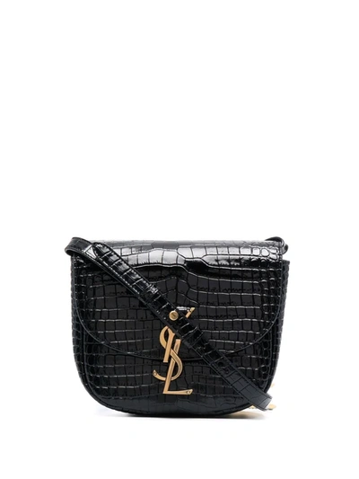 Shop Saint Laurent Kaia Leather Crossbody Bag In Black