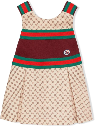 Shop Gucci Gg Technical Jersey Dress In Neutrals
