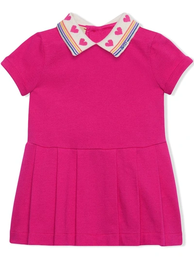 Shop Gucci Heart-motif Collared Dress In Pink