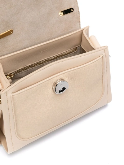 Shop Chloé Tess Mini Leather Handbag In Beige
