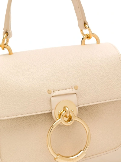 Shop Chloé Tess Mini Leather Handbag In Beige