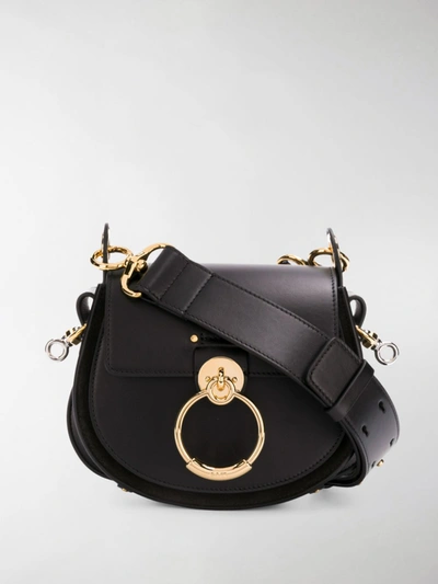 Shop Chloé Tess Small Leather Shoulder Bag In Black