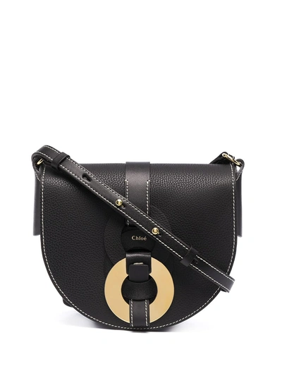 Shop Chloé Darryl Small Leather Shoulder Bag In Black