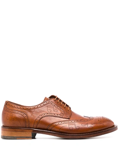 Shop Paul Smith Perforated Leather Brogues In Braun