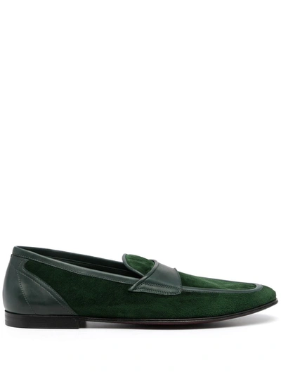 Shop Dolce & Gabbana Slip-on Leather Loafers In Grün
