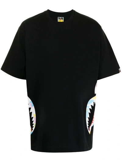 Shop A Bathing Ape New Multi Camo Side Shark T-shirt In Schwarz