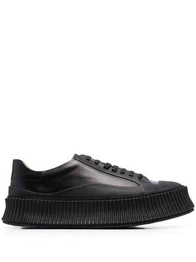 Shop Jil Sander Leather Platform Sneakers In Schwarz