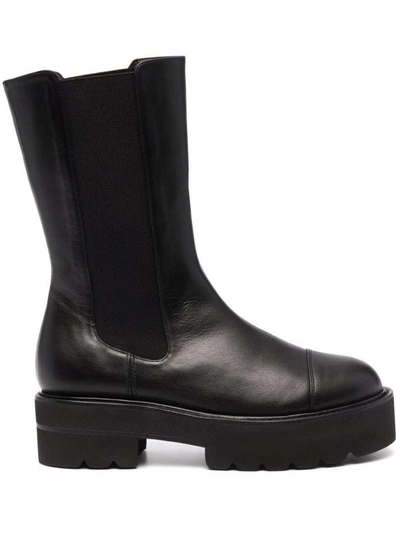 Shop Stuart Weitzman Presley Black Leather Boots