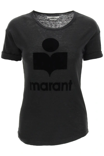 Shop Isabel Marant Étoile Koldi T-shirt Flocked Logo In Black