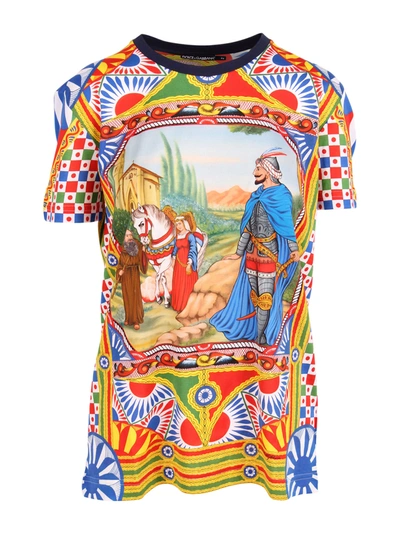 Shop Dolce & Gabbana Carretto Print Cotton T-shirt In Frigo 17 Print