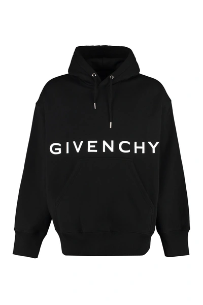 Shop Givenchy Oversize Cotton Hoodie In Black