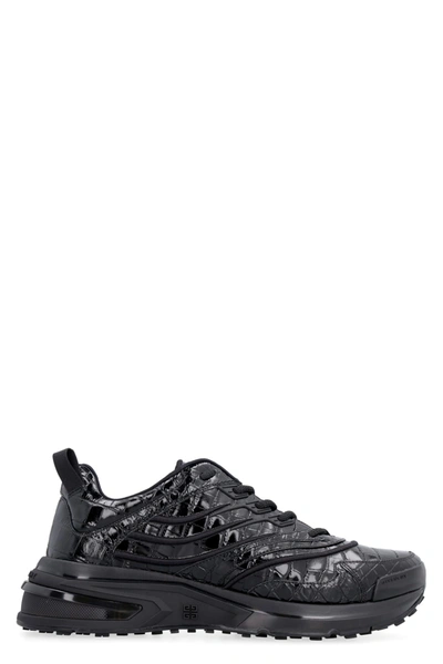 Shop Givenchy Giv 1 Printed Leather Sneakers In Black