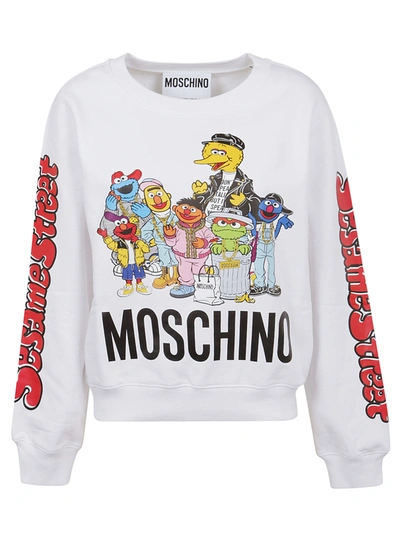 Shop Moschino Sweatshirt In Fantasia Bianco