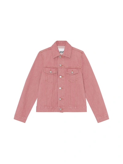 Shop Ganni Yarndyed Denim Jacket In Pink Nectar