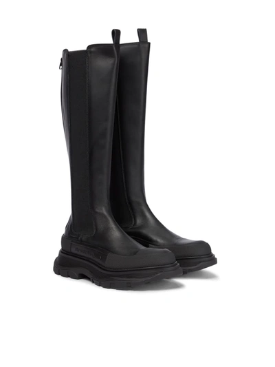 Shop Alexander Mcqueen Leather And Rubber Half Boot In Black