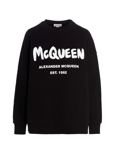Shop Alexander Mcqueen Logo Sweatshirt In Black White