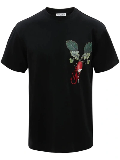 Shop Jw Anderson Black Cotton T-shirt In Nero
