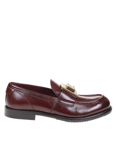 Shop Dolce & Gabbana Loafers In Vintage Leather With Logo