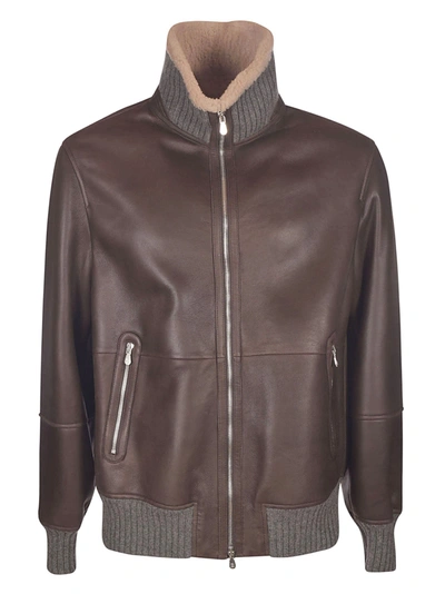 Shop Brunello Cucinelli High-neck Leather Bomber