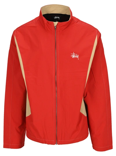 Shop Stussy Panel Track Jacket In Red
