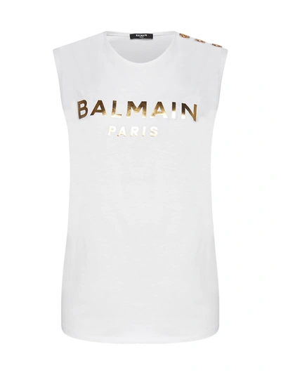 Shop Balmain T-shirt In Blanc Or