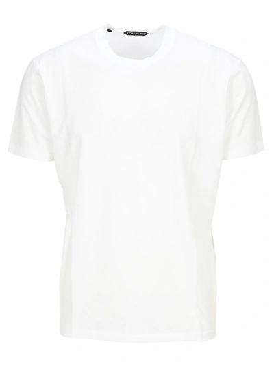 Shop Tom Ford Viscose Cotton Crew-neck T-shirt In White