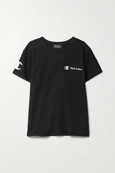 Shop Nili Lotan + Champion Printed Cotton-jersey T-shirt In Black