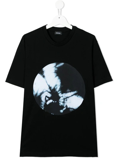 Shop Diesel Teen Graphic-print Short-sleeved T-shirt In Black