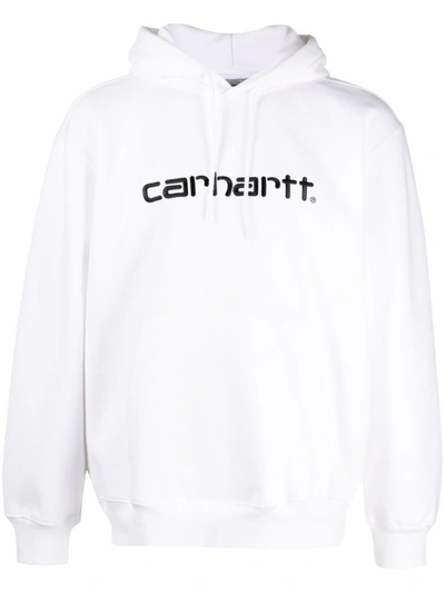 Shop Carhartt Embroidered Logo Pullover Hoodie In White