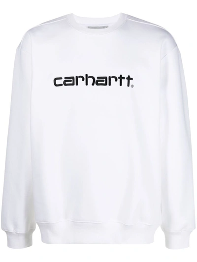 Shop Carhartt Embroidered Logo Sweatshirt In White