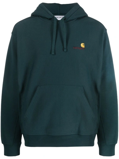 Shop Carhartt Embroidered Logo Hoodie In Green