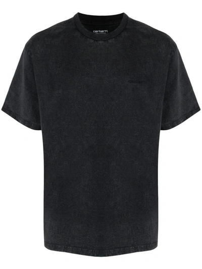 Shop Carhartt Logo-embroidered T-shirt In Black