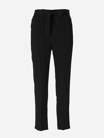 Shop Moncler Tie Waist Trousers In Black