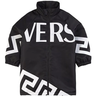 Shop Versace Black Logo Rain Jacket