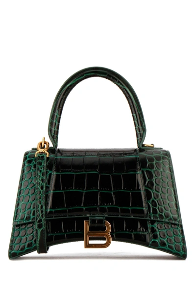 Shop Balenciaga Hourglass Small Top Handle Bag In Green