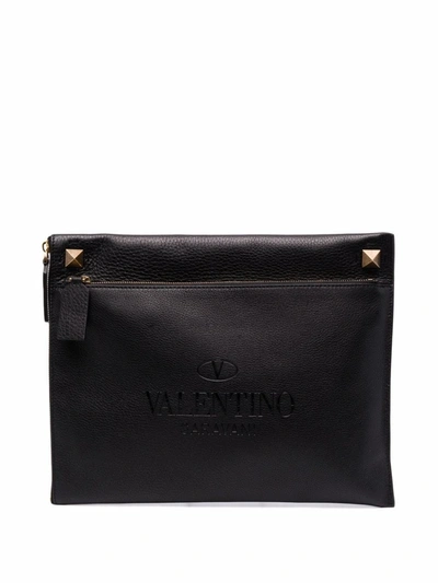 Shop Valentino Clutch Logo In Black