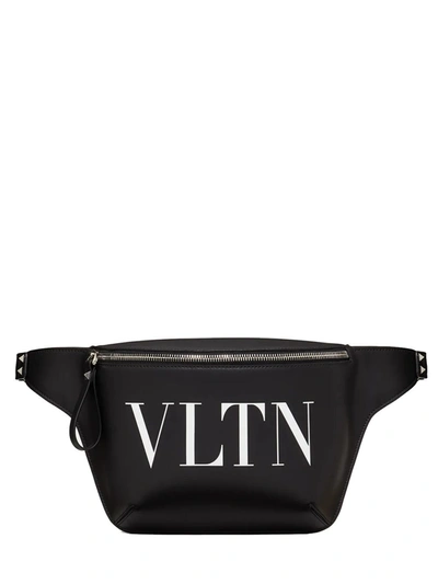 Shop Valentino Vltn Black Belt Bag In Nero