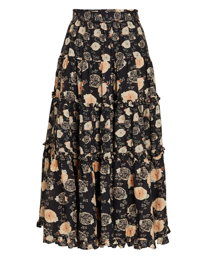Shop Ulla Johnson Tulia Floral Midi Skirt In Multi